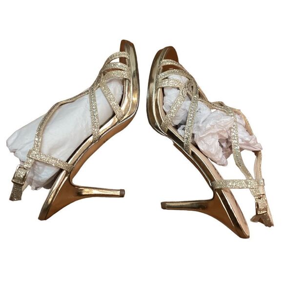 Touch of Nina Vionna Metallic Gold Sparkle Party Sandal Heels 8.5 - Picture 5 of 15